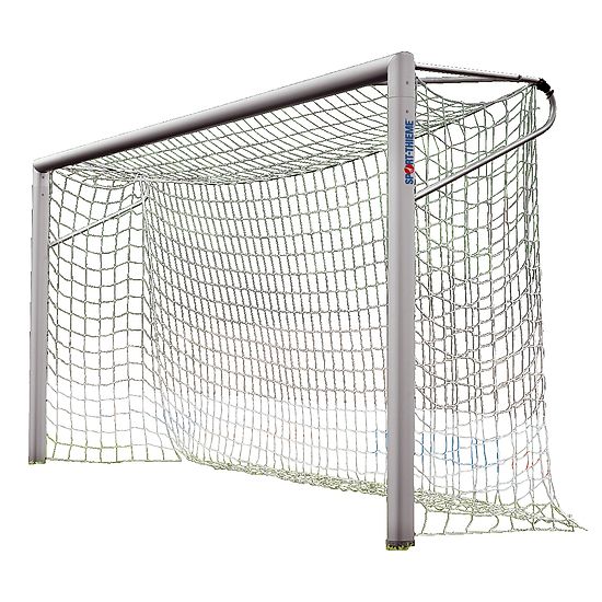 7-/8-mands fodboldmål 5x2 m. ovalprofil. I jordbøsninger. Med svejsede geringer.